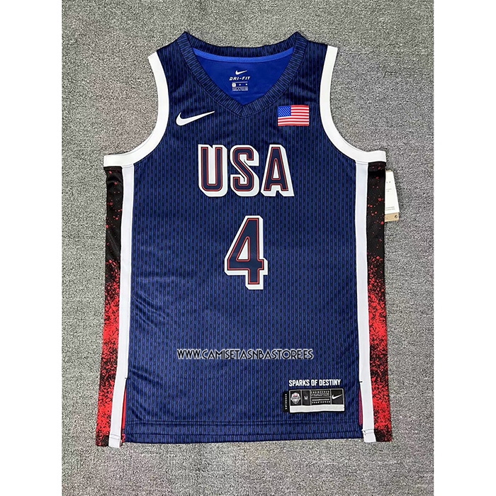 Stephen Curry NO 4 Camiseta USA 2025 Azul
